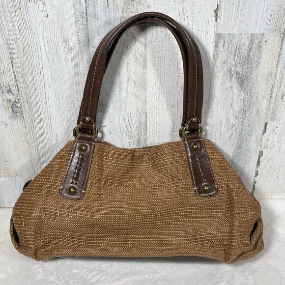 Fossil Genuine Classic 1954 Key Oasis Brown Straw & Leather Satchel Shoulder Bag - Picture 2 of 12